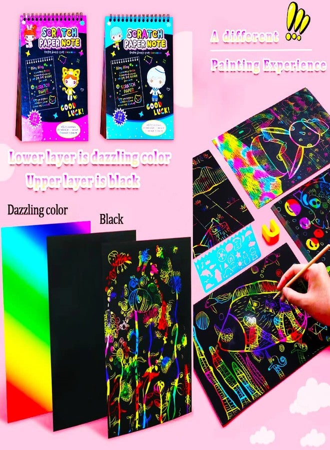 JUNQIU US JUNQIU Scratch Paper Art for Kids, 2 Pack Bulk Rainbow Scratch Paper Crafts Toys for 3 4 5 6 7 8 9 10 Years Old Girls Kids Birthday Gifts - Image 3